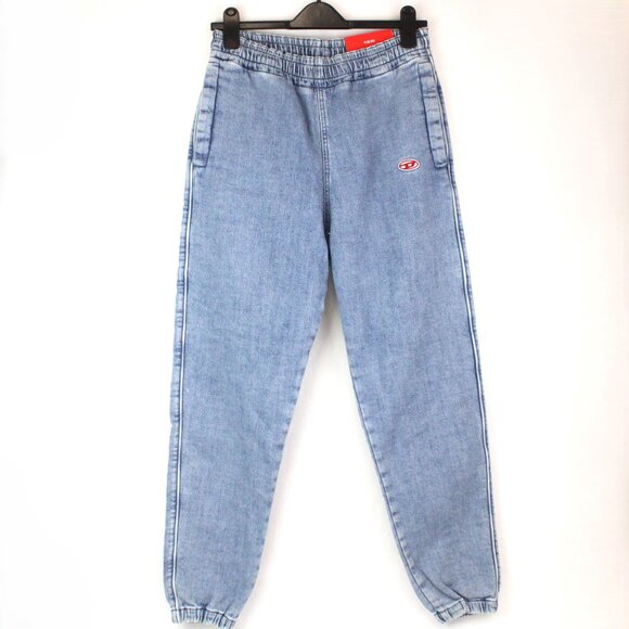 NWT Diesel Tapered D-Lab Track Denim 09D01 Joggers in Light Blue Size Small - Picture 2 of 9